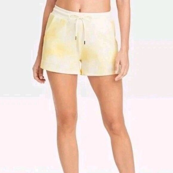 Stars Above Pants - Stars Above Women's Size XL Shorts Short Soft Fleece Tie-Dye Lounge Yellow White